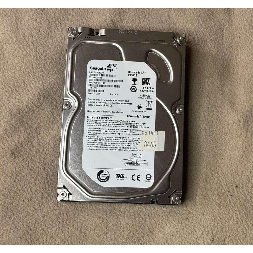 Seagate ST2000DL003 9VT166-301 CC32 WU China 3.5" 2.0TB Sata 11/2022